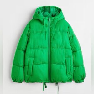 NWOT H&M puffer jacket bright green sz XL